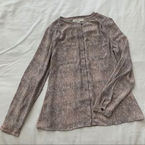 LOFT Print Button Down Blouse